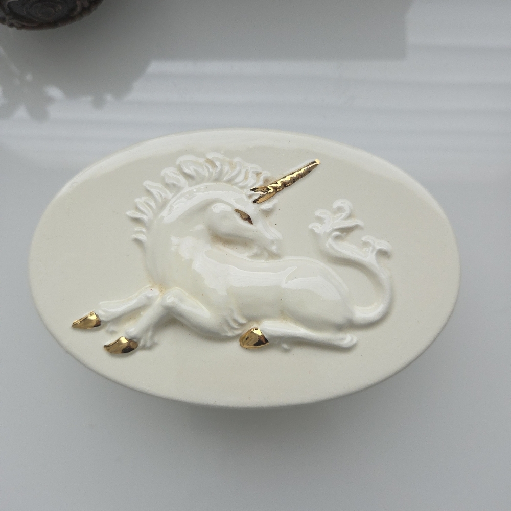 Ceramic Unicorn Trinket Box